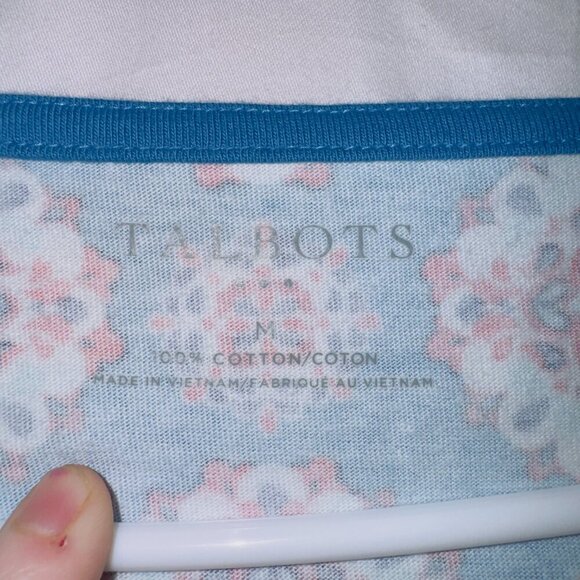 Talbots Pattern Printed Half Sleeve Round Neck Pullover Cotton T-shirt - Picture 3 of 6